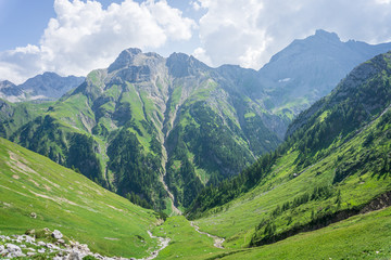 Panoramic view in the mountains of lech valley, Tyrol, Austria