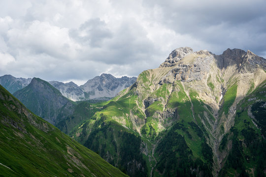 Panoramic view in the mountains of lech valley, Tyrol, Austria