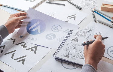 Graphic designer creative design sketch drawing logo Trademark brand Workspace