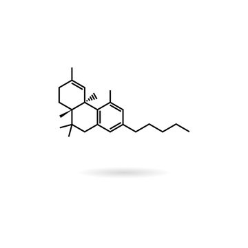 CBD Molecular Formula, Cannabidiol Molecule Structure Line Icon