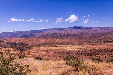A favorite rest stop with a desert landscape view off the I17 heading north out of Phoenix, Arizona has subtle hues, rolling hills and mountain views in this scenic rest stop