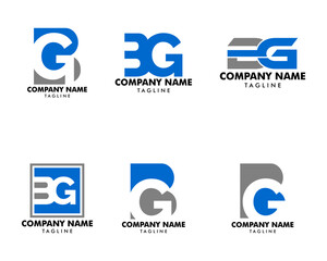 Set of Initial Letter BG Logo Template Design