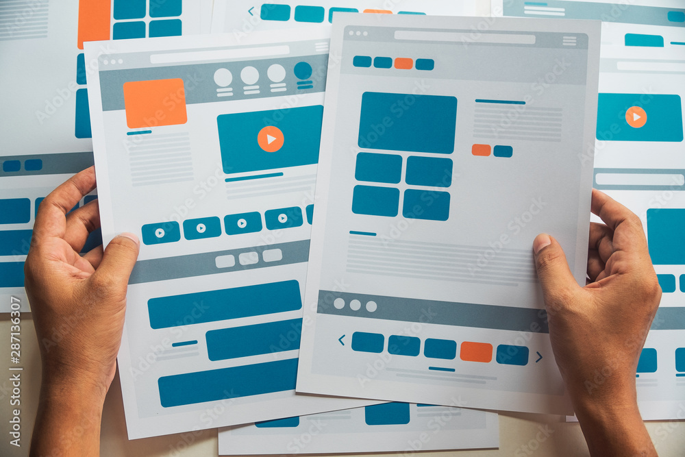 Poster website designer creative planning application developer development draft sketch drawing template l