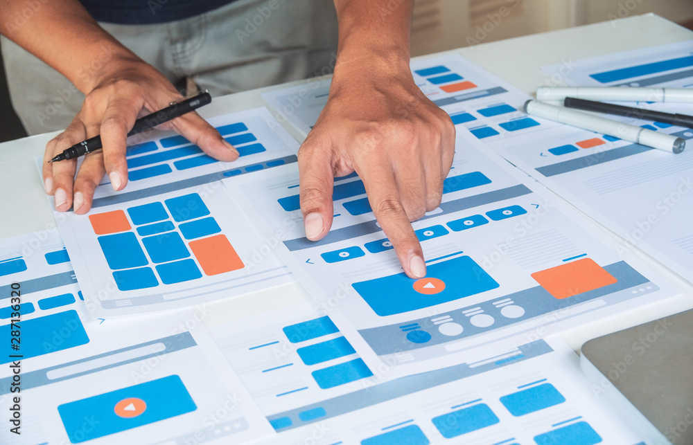 Poster website designer creative planning application developer development draft sketch drawing template l