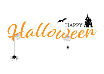 Happy Halloween text banner, Holiday calligraphy poster, greeting card, party invitation, Vector illustration.