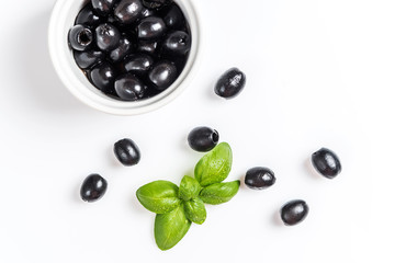 Black olives on white