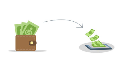 People sending and receiving money wallet with their mobile phones