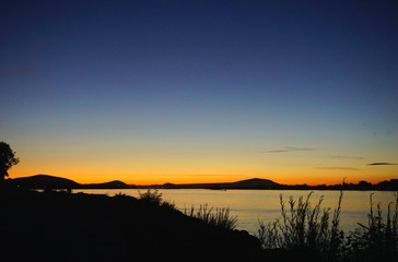 Sunset on Columbia river in Washington State