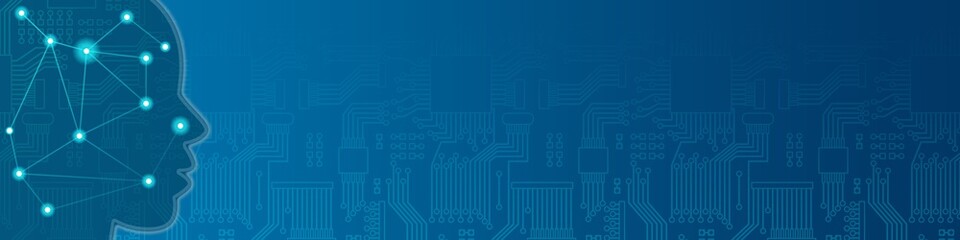 Obraz premium i4b129 Industrie4Banner i4b - german banner - KI - Künstliche Intelligenz / künstliches neuronales Netz. - english: neural network concept / ai - artificial intelligence / circuit board - 4to1 g8497