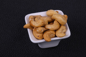 Cashew nuts heap in the bowl