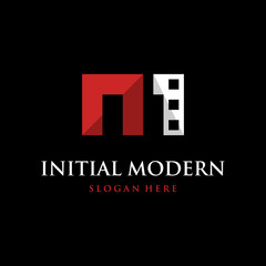 Letter NM Cinema Movie Production Icon Logo Design Element Template Vector