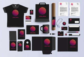 Corporate identity of the company. Stock vector mockup set. Template design elements company. Illustration of a set of design templates for business company. Stationery branding design template kit