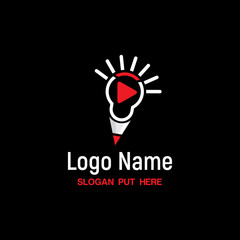 Digital e learning or video editor logo design template