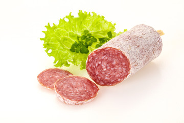 Italian dry Saliami pork sausage