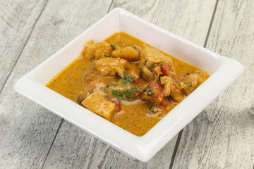 Traditional thai curry chicken soup