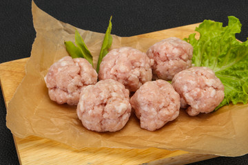 Homemade raw pork minced meatball for cooking