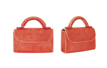 Naklejka premium brown female leather bag isolated on white background with clipping path