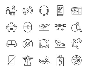 Fototapeta premium set of airport icons, airplane, travel, plane, travel, flight