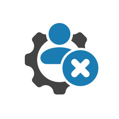 Human management icon with cancel sign, close, delete, remove symbol