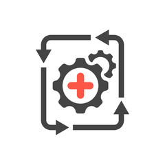 Workflow Automation icon with add sign, new, plus, positive symbol