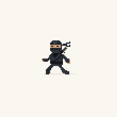 Pixel ninja character.8 bit art. © Patinya_P_Ang