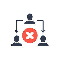 Assignment, Delegate, Delegating, Distribution icon with cancel sign, close, delete, remove symbol