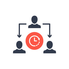 Assignment, Delegate, Delegating, Distribution icon with clock sign, countdown, deadline, schedule, planning symbol