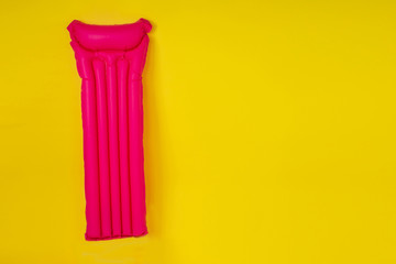 pink mattresses in studio yellow background mock-up copespase
