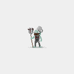 Pixel farmer zombie.8bit character.