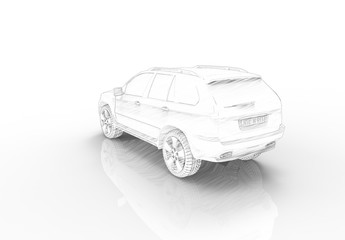 3d rendering of a SUV car isolated in white studio background