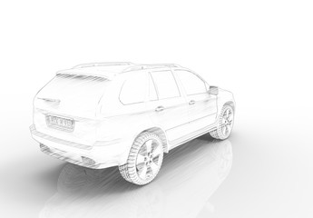 Obraz na płótnie Canvas 3d rendering of a SUV car isolated in white studio background