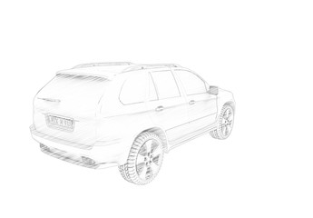 Fototapeta premium 3d rendering of a SUV car isolated in white studio background