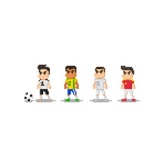 Pixel mini soccer player.8 bit character.