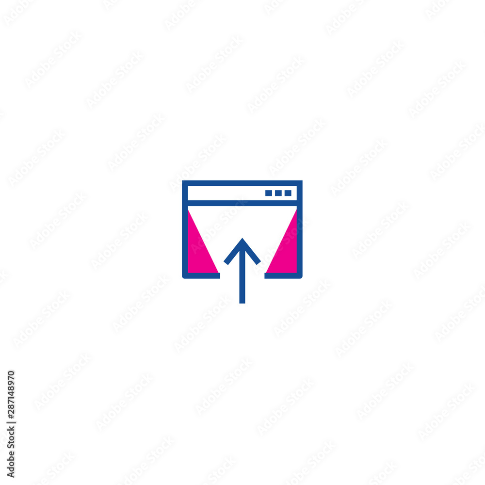 Poster upload single line, great design for any purposes. computing, network. data storage. button icon. co