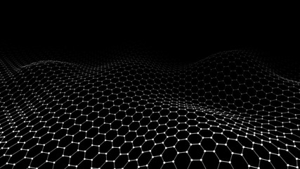 Futuristic hexagon background. Vector technology background with dynamic wave. Big data visualization.