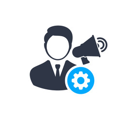 Business Marketing Manager icon with settings sign, customize, setup, manage, process symbol