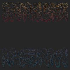 Collection of vector ice creams. Pattern for banners, posters