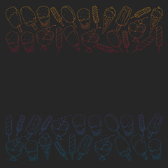 Collection of vector ice creams. Pattern for banners, posters