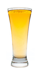 Beer glass on white background, vertical shot
