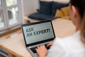Conceptual hand writing showing Ask An Expert. Concept meaning confirmation that have read...