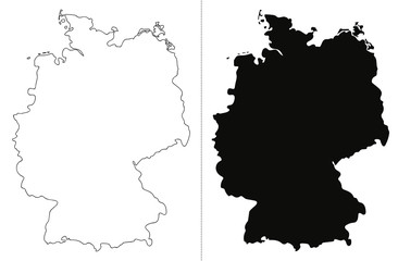 Outlined Germany map country silhouette vector drawing template for your design.