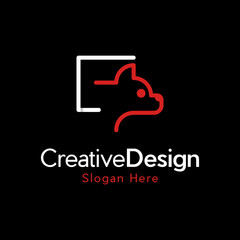 logo vector line head dog abstract simple, Dog minimalism one line logo. Pet store vector logotype. Puppy linear sign icon symbol.