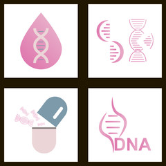 DNA, genetic sign, elements and icons collection