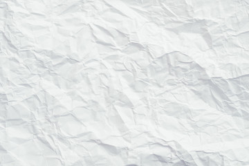White crumpled paper. Crushed texture surface. Decorative layer. Abstract art background. Copy space.