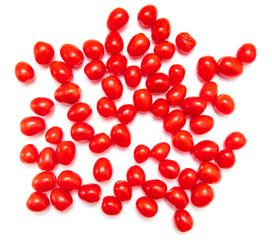 Red cherry tomatoes on a white background