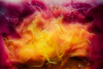Haze background. Fantasy smoke. Yellow magenta abstract steam.