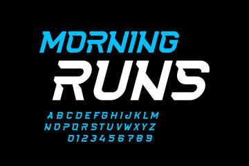 Sport style font design, speed alphabet, letters and numbers