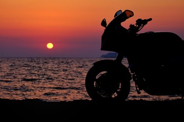 motorcycle at sunset