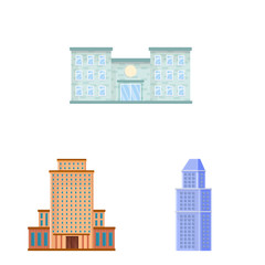 Naklejka premium Vector design of facade and building logo. Set of facade and exterior vector icon for stock.