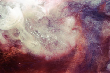 Smoke background. Mysterious mist. White purple glitter fog.